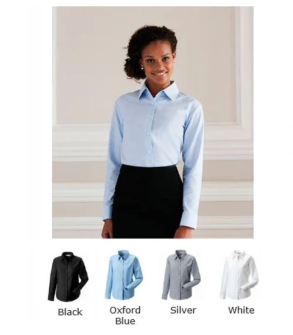 Russells 932F Ladies Long Sleeve Easy Care Oxford Shirt